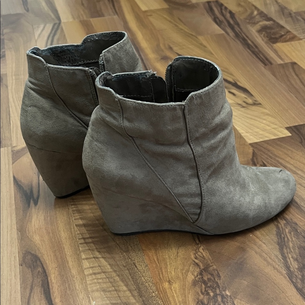 Call It Spring Taupe Wedge Ankle Boots